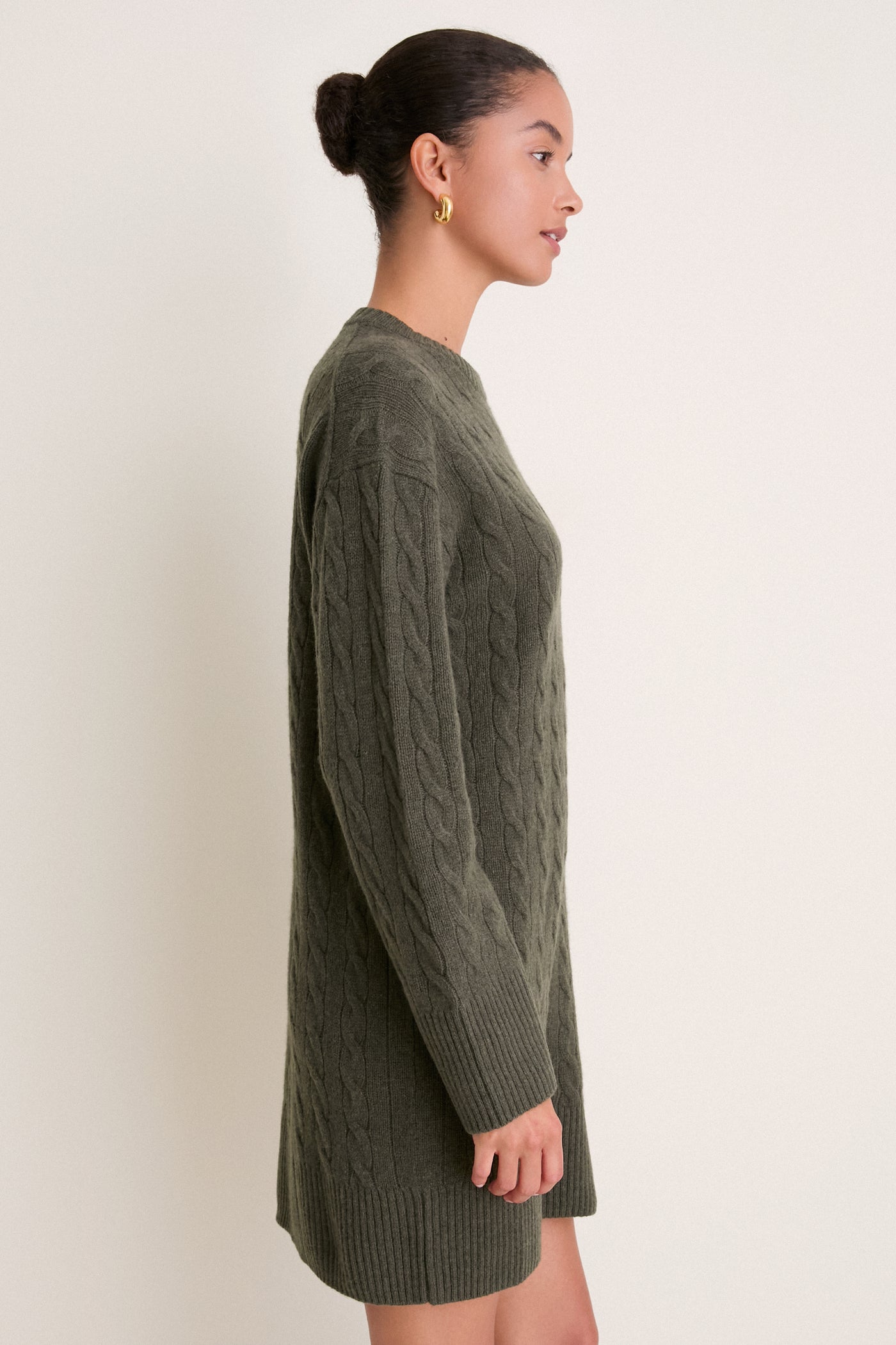 Olive Umber Heather Crewneck Sweater Dress