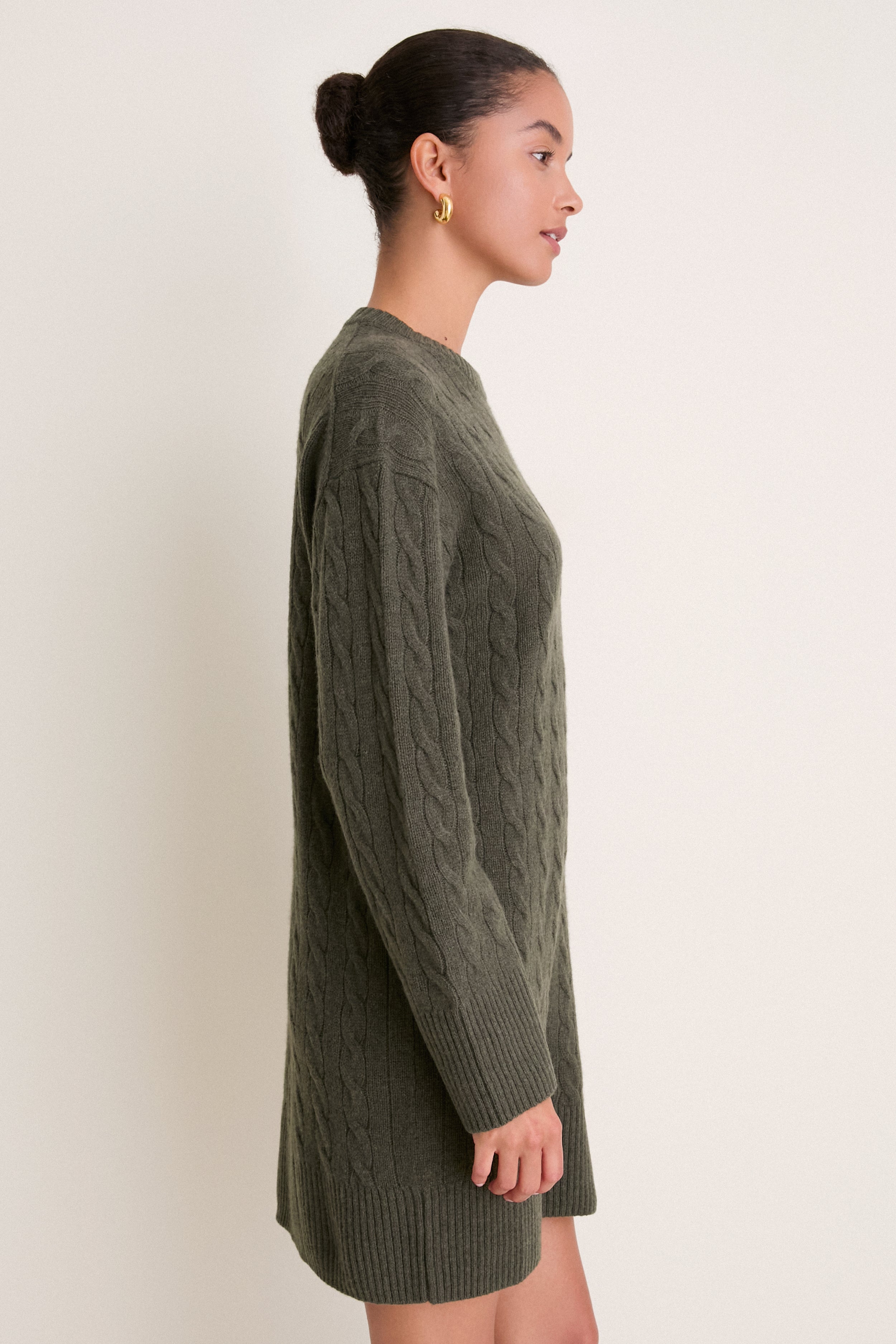 Olive Umber Heather Crewneck Sweater Dress