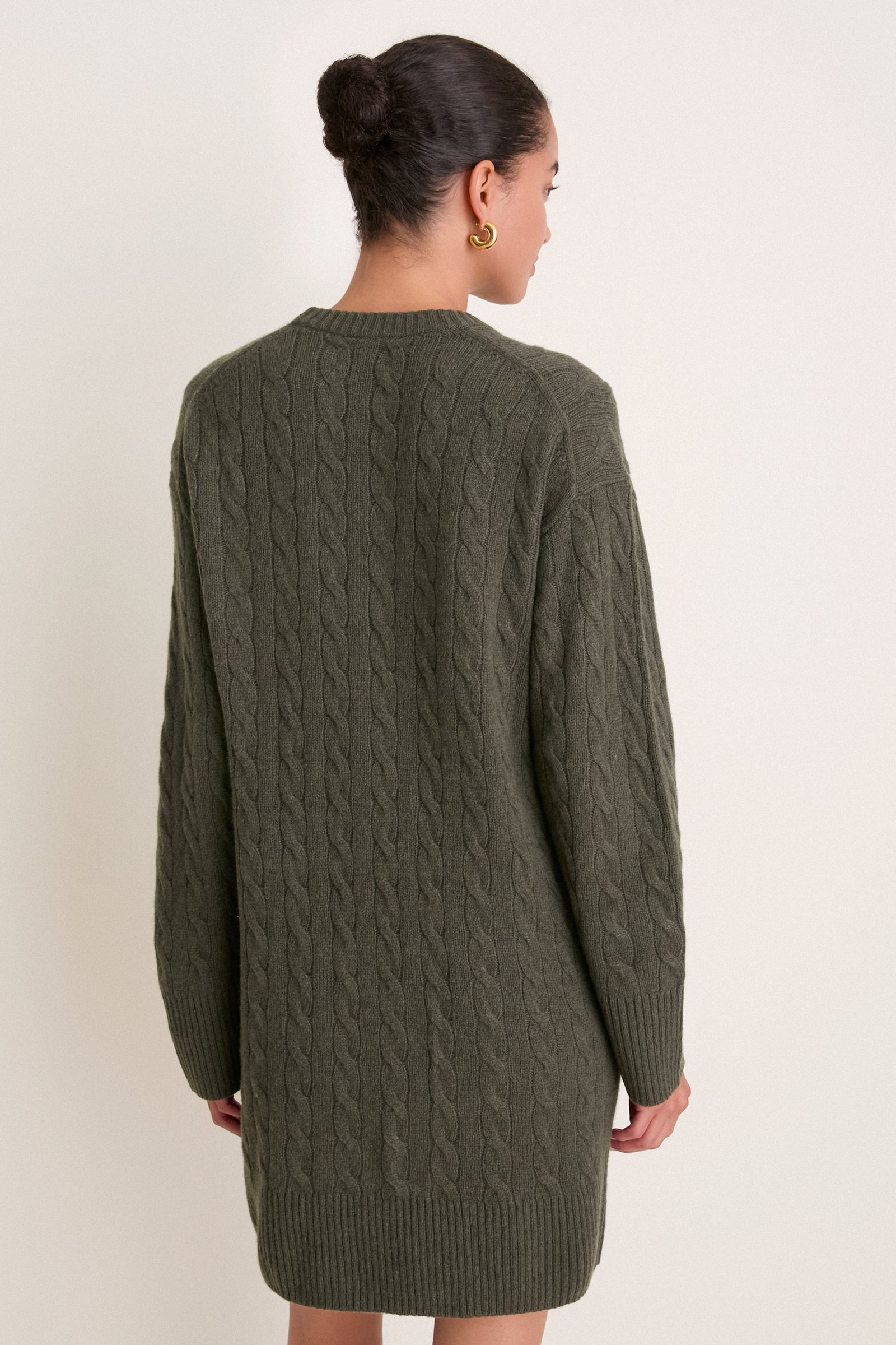 Olive Umber Heather Crewneck Sweater Dress