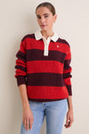 Harvard Wine Brandy Heather Long Sleeve Polo Rugby Sweater
