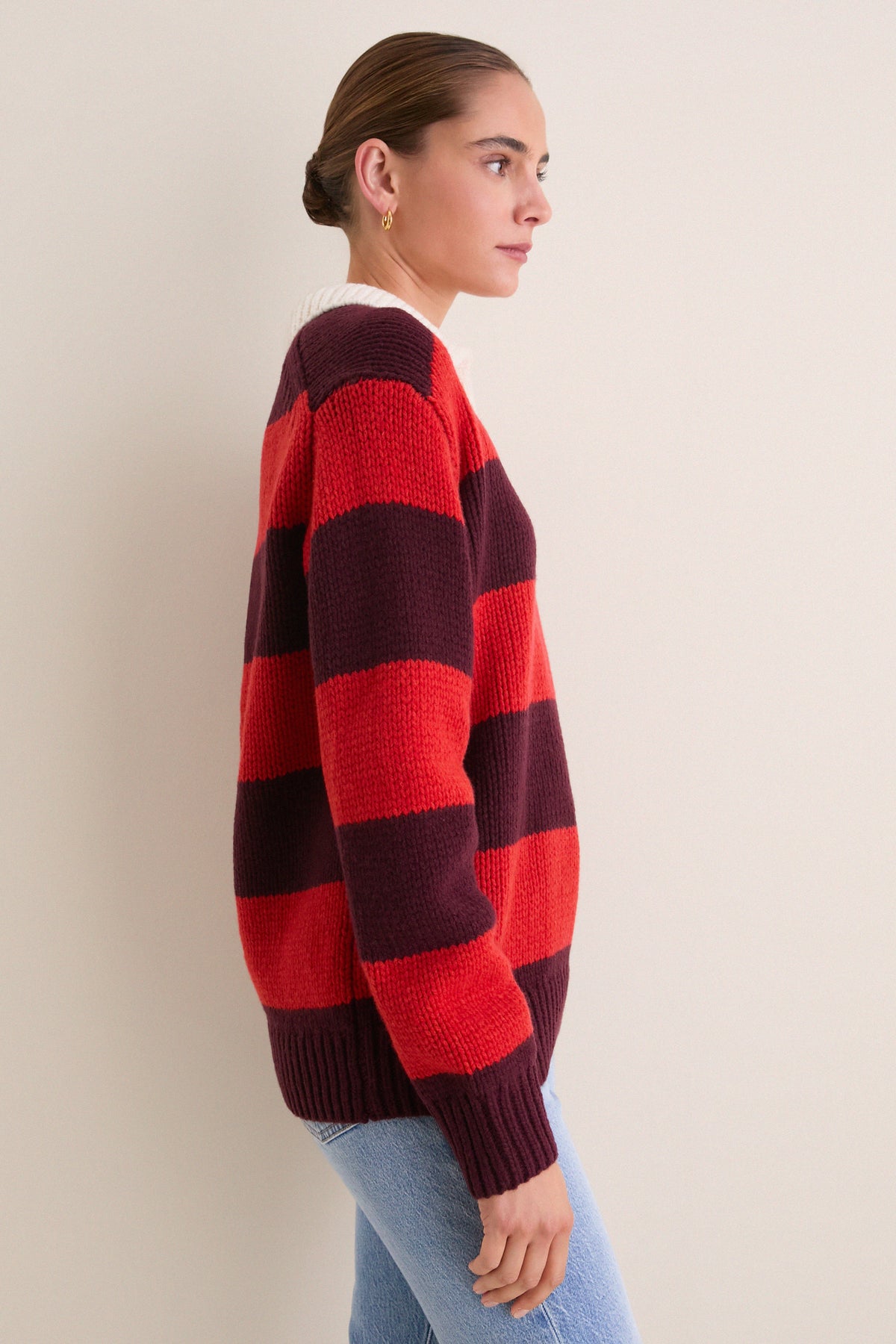 Harvard Wine Brandy Heather Long Sleeve Polo Rugby Sweater