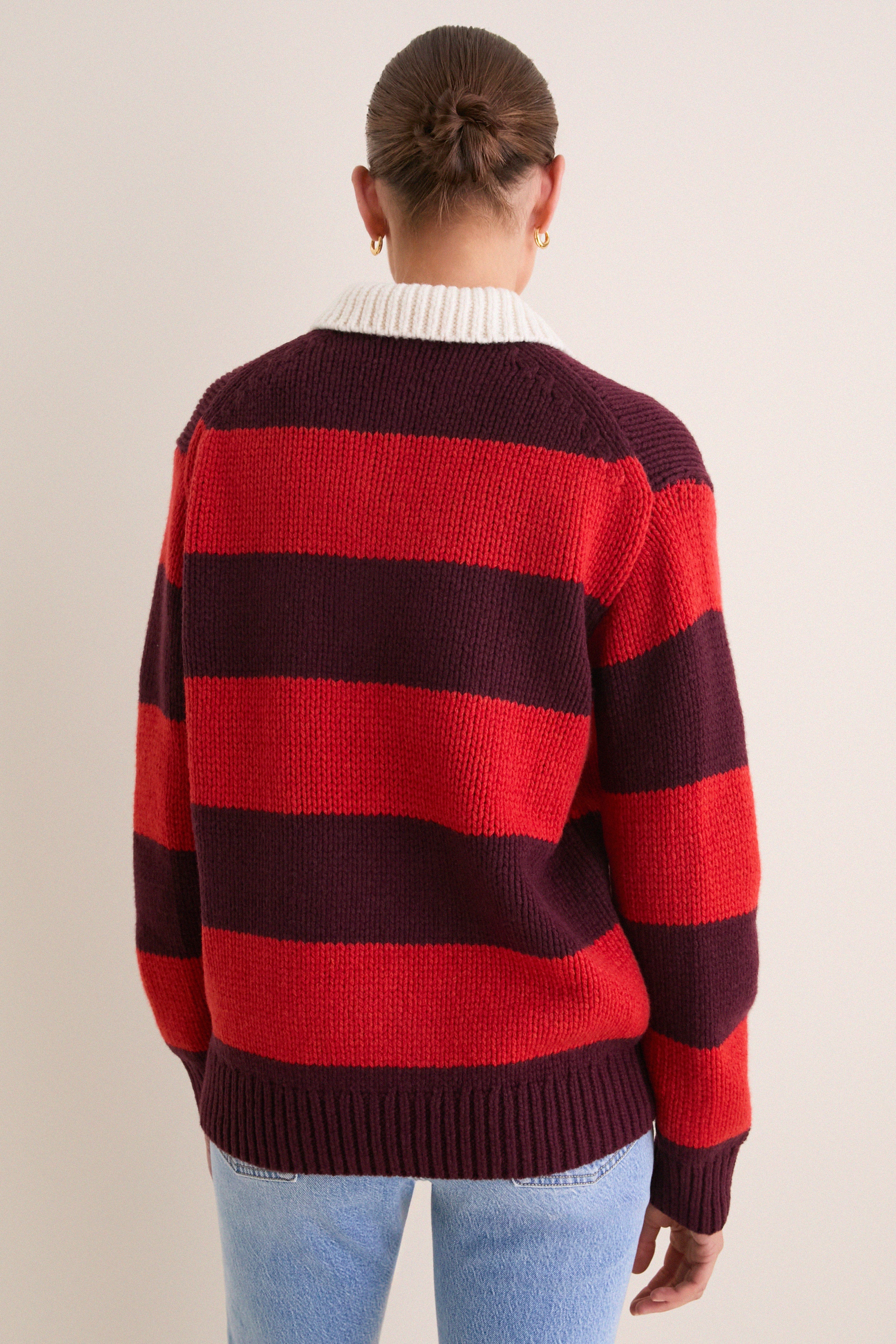 Harvard Wine Brandy Heather Long Sleeve Polo Rugby Sweater
