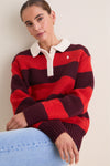 Harvard Wine Brandy Heather Long Sleeve Polo Rugby Sweater