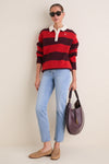 Harvard Wine Brandy Heather Long Sleeve Polo Rugby Sweater