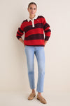 Harvard Wine Brandy Heather Long Sleeve Polo Rugby Sweater