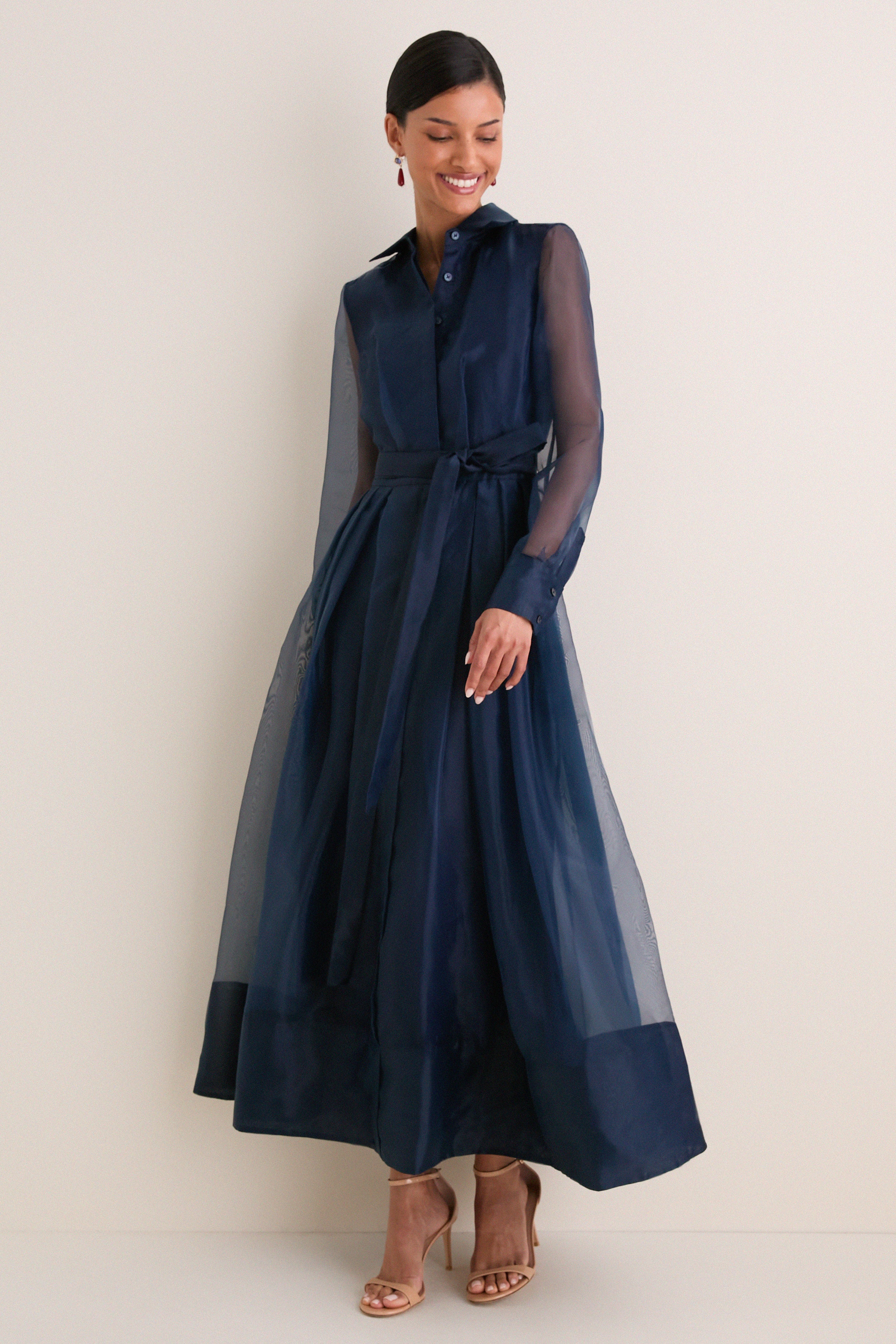 Midnight Montgomery Button Up Midi Dress
