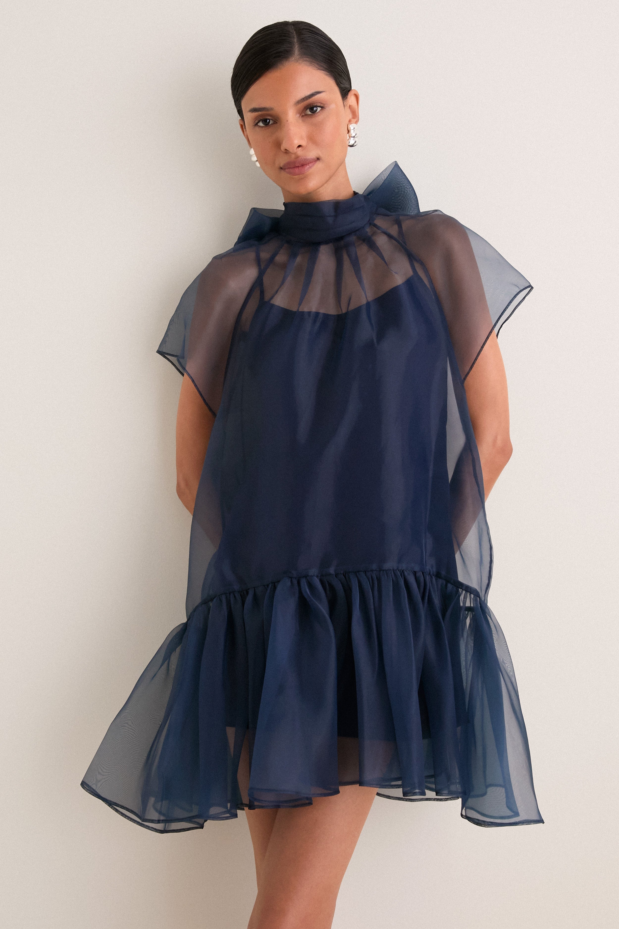 Midnight Beaux Tiered Mini Dress