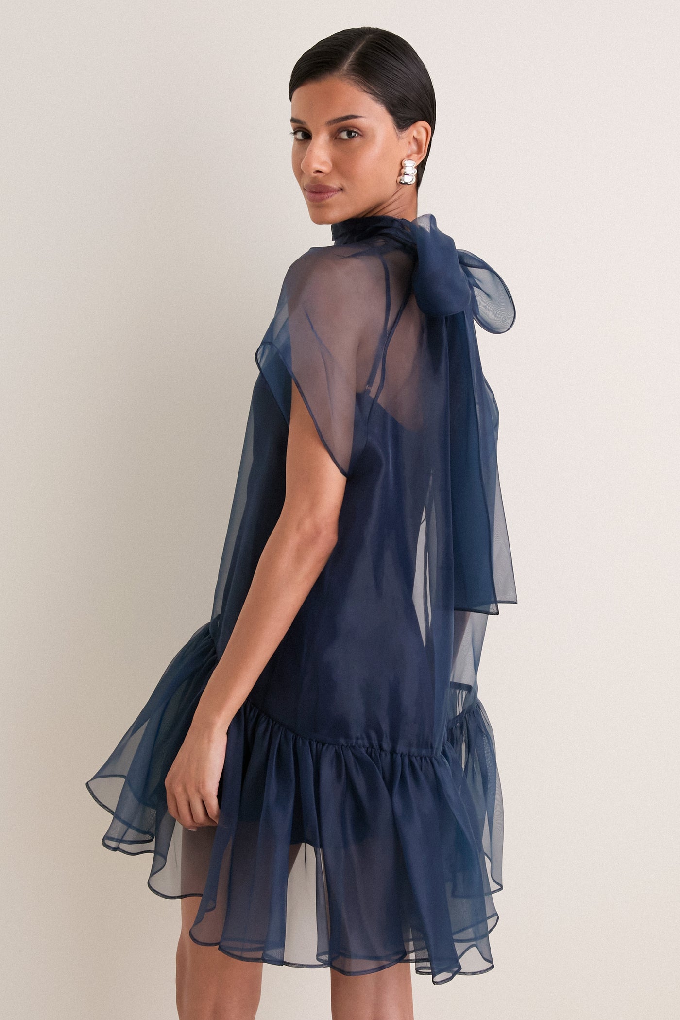 Midnight Beaux Tiered Mini Dress