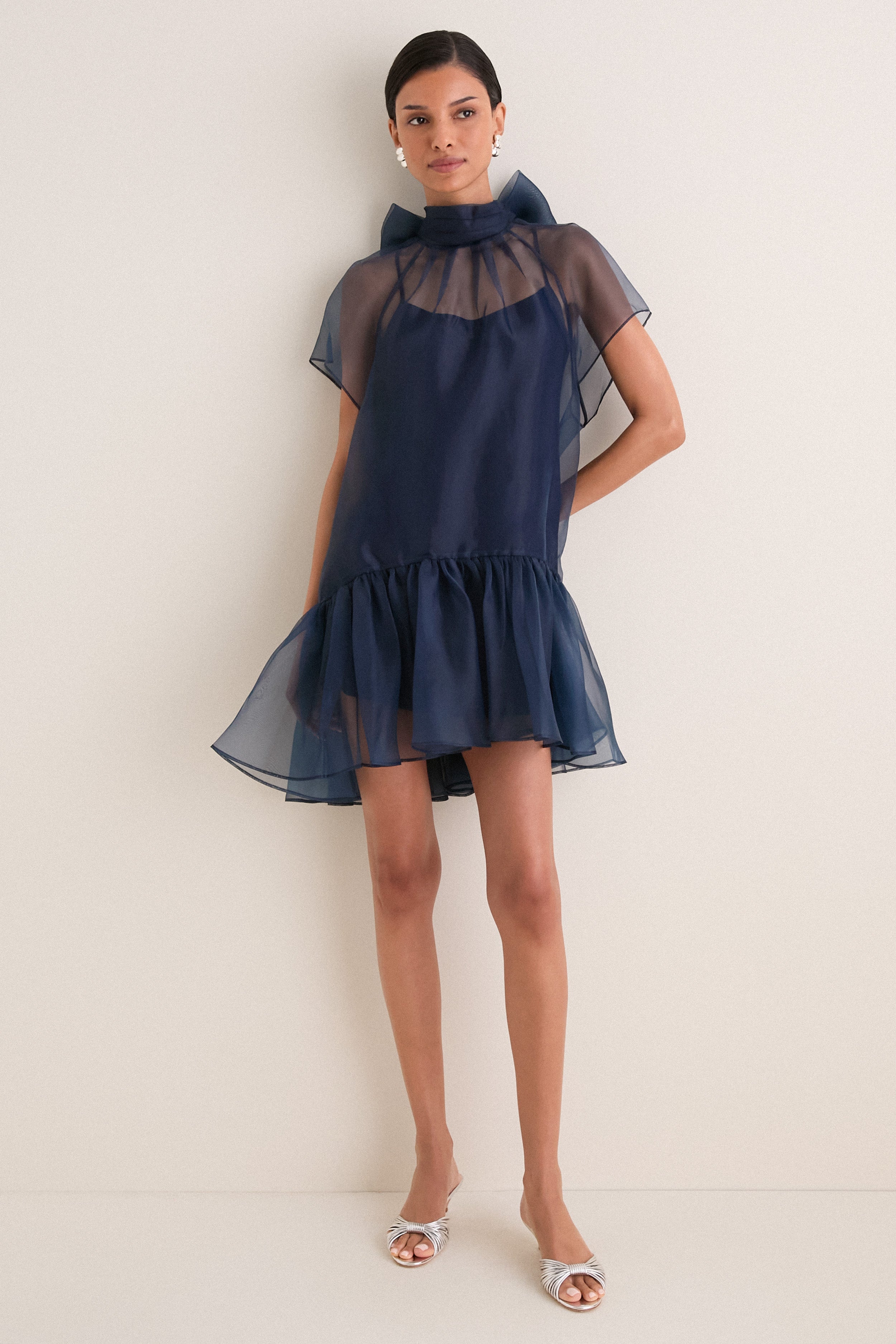 Midnight Beaux Tiered Mini Dress