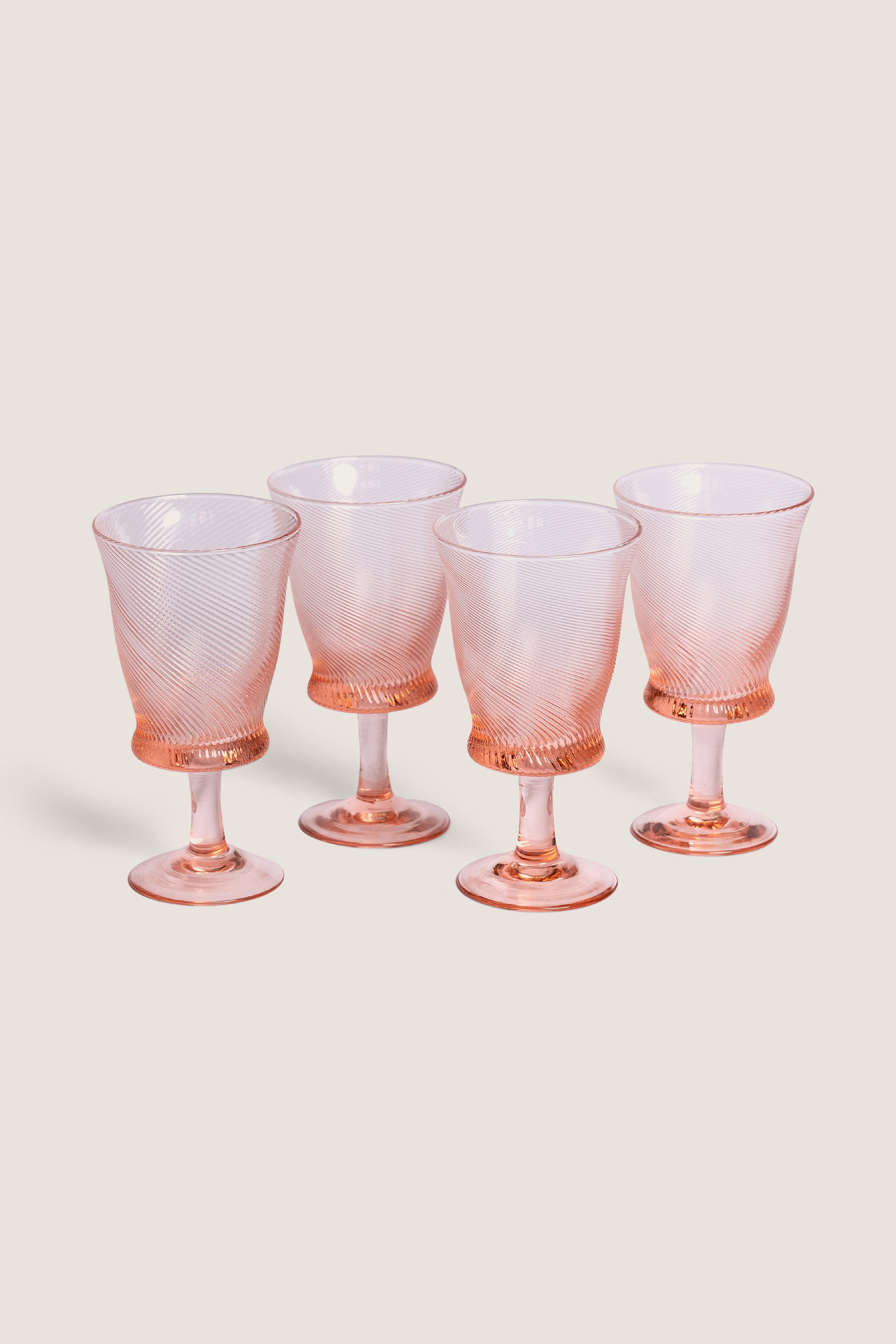 Peony Pink Spiral Wine Glasses (Set of 4)