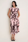 Dusty Rose and Oxblood Flocked Taffeta Florence Dress