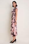 Dusty Rose and Oxblood Flocked Taffeta Florence Dress