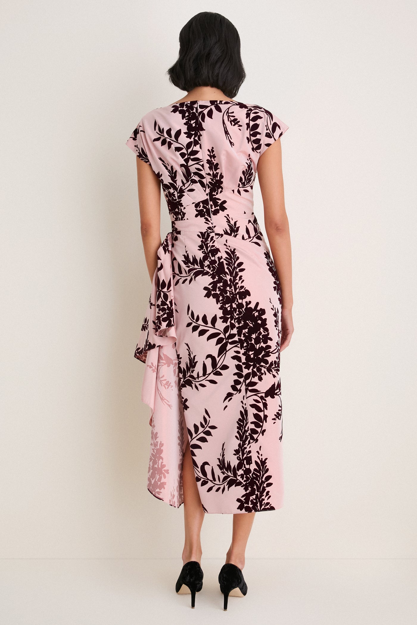 Dusty Rose and Oxblood Flocked Taffeta Florence Dress