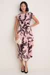 Dusty Rose and Oxblood Flocked Taffeta Florence Dress