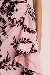 Dusty Rose and Oxblood Flocked Taffeta Florence Dress