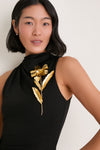 Black 3D Embroidered Satin Column Dress