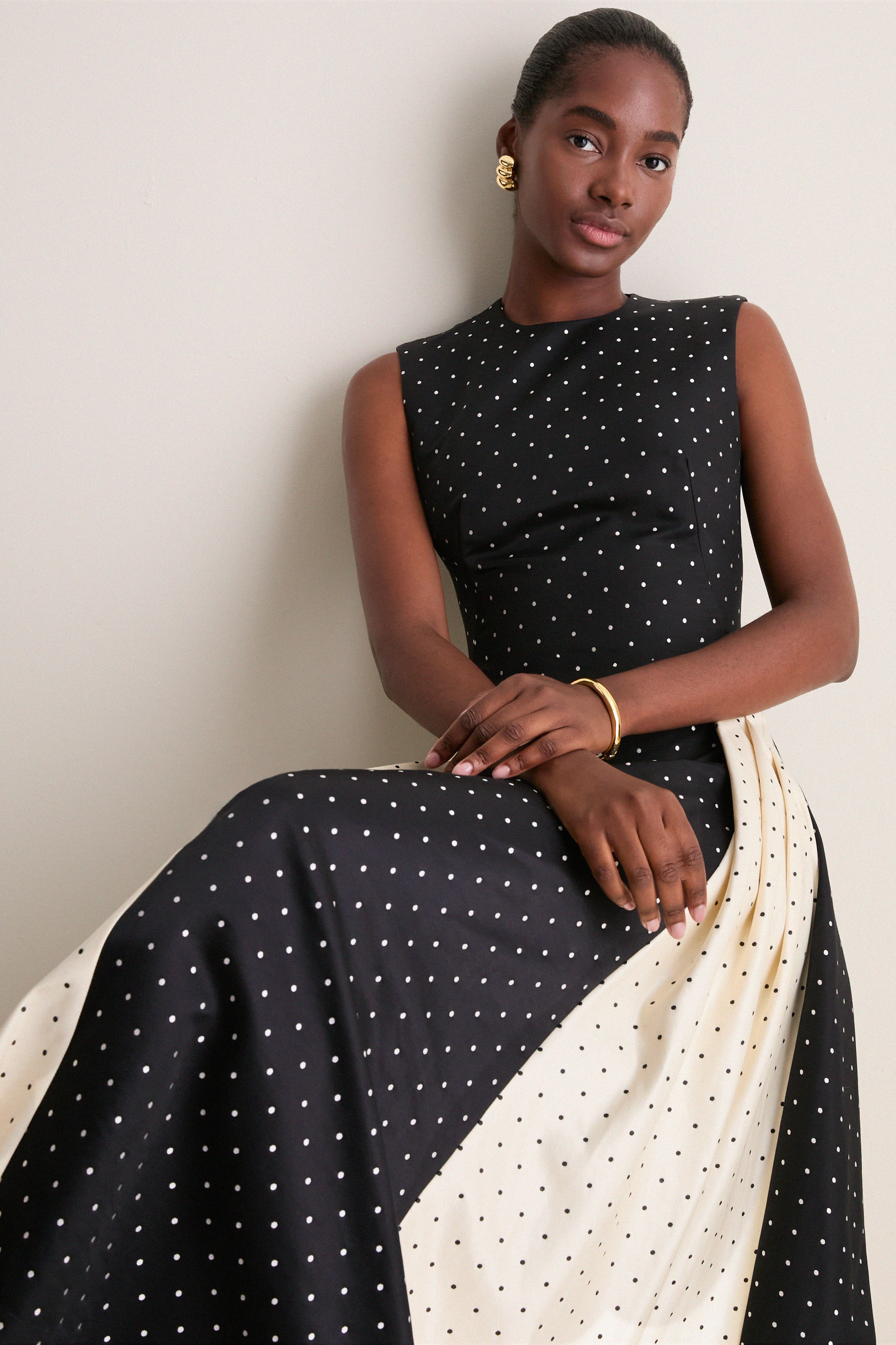 Black Polka Dot Jacquard Alexis Dress