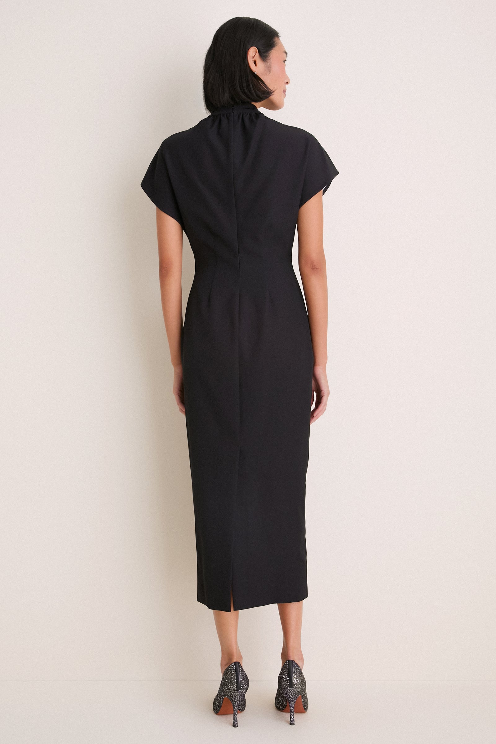 Black Floral Crepe Stella Dress