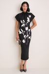Black Floral Crepe Stella Dress