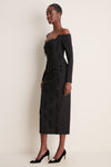 Black Tassel Embroidered Off The Shoulder Dress
