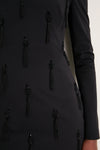 Black Tassel Embroidered Off The Shoulder Dress