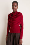 Oxblood Satin Jersey Draped Top