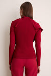 Oxblood Satin Jersey Draped Top