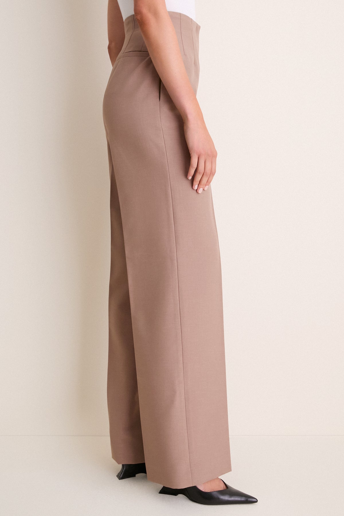 Clay Melange Crepe High Waisted Pants