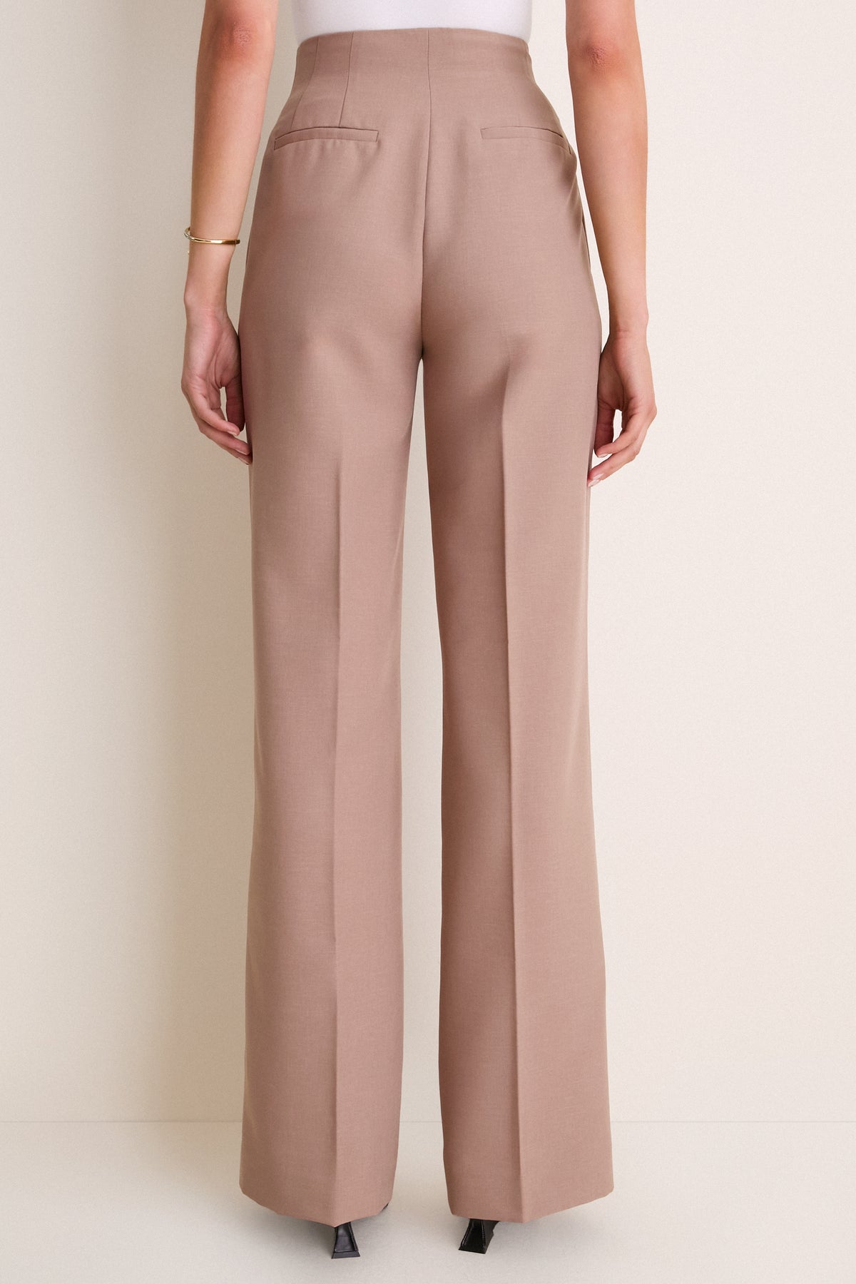 Clay Melange Crepe High Waisted Pants