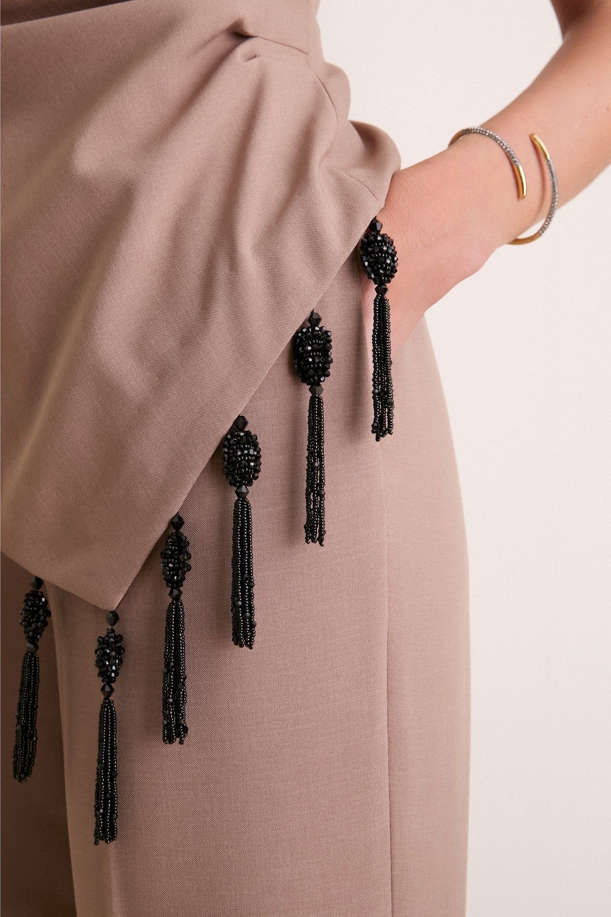Clay Melange Crepe High Waisted Pants