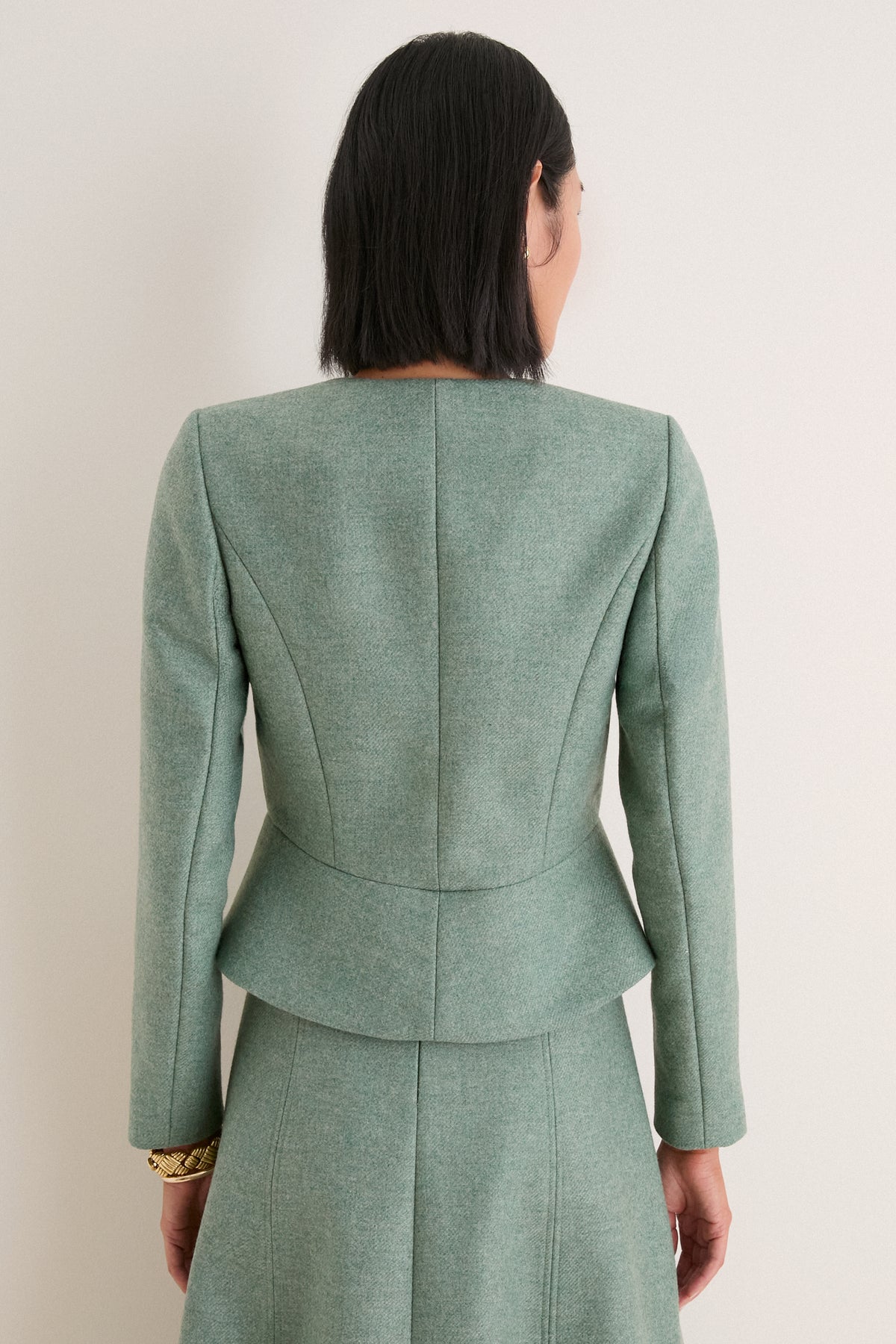 Sage Boiled Wool Peplum Jacket