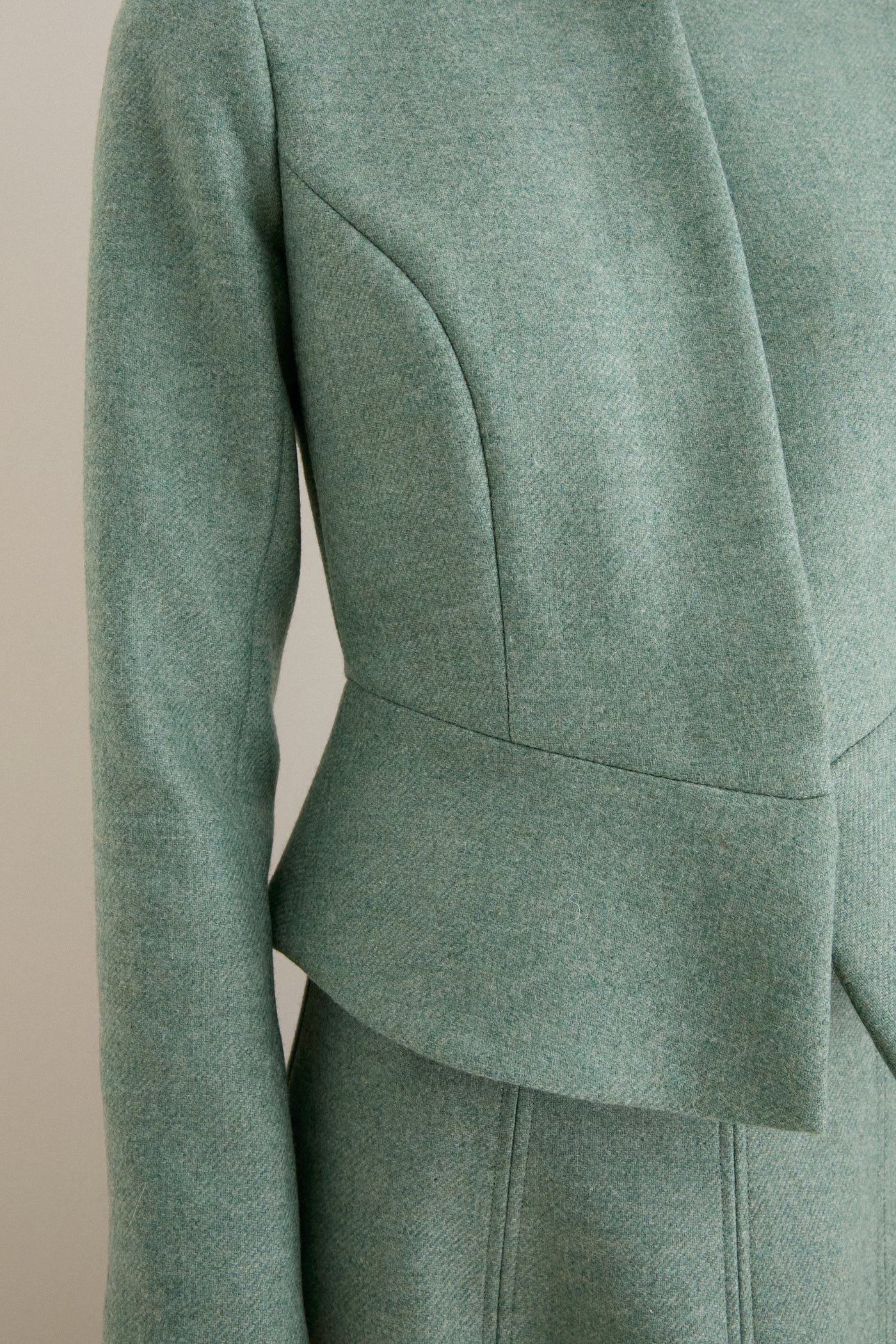 Sage Boiled Wool Peplum Jacket