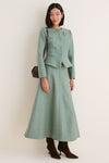 Sage Boiled Wool Peplum Jacket