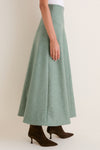 Sage Boiled Wool Midi Skirt