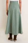 Sage Boiled Wool Midi Skirt
