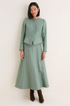 Sage Boiled Wool Midi Skirt