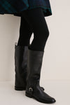 Black Leather Briar Boots