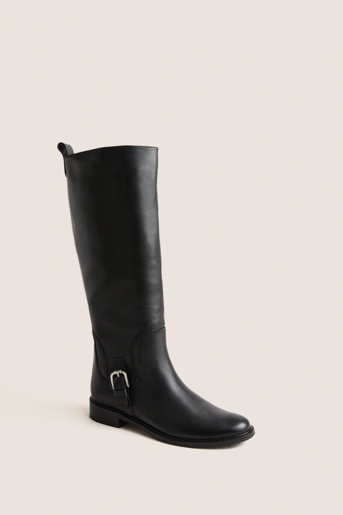 Black Leather Briar Boots