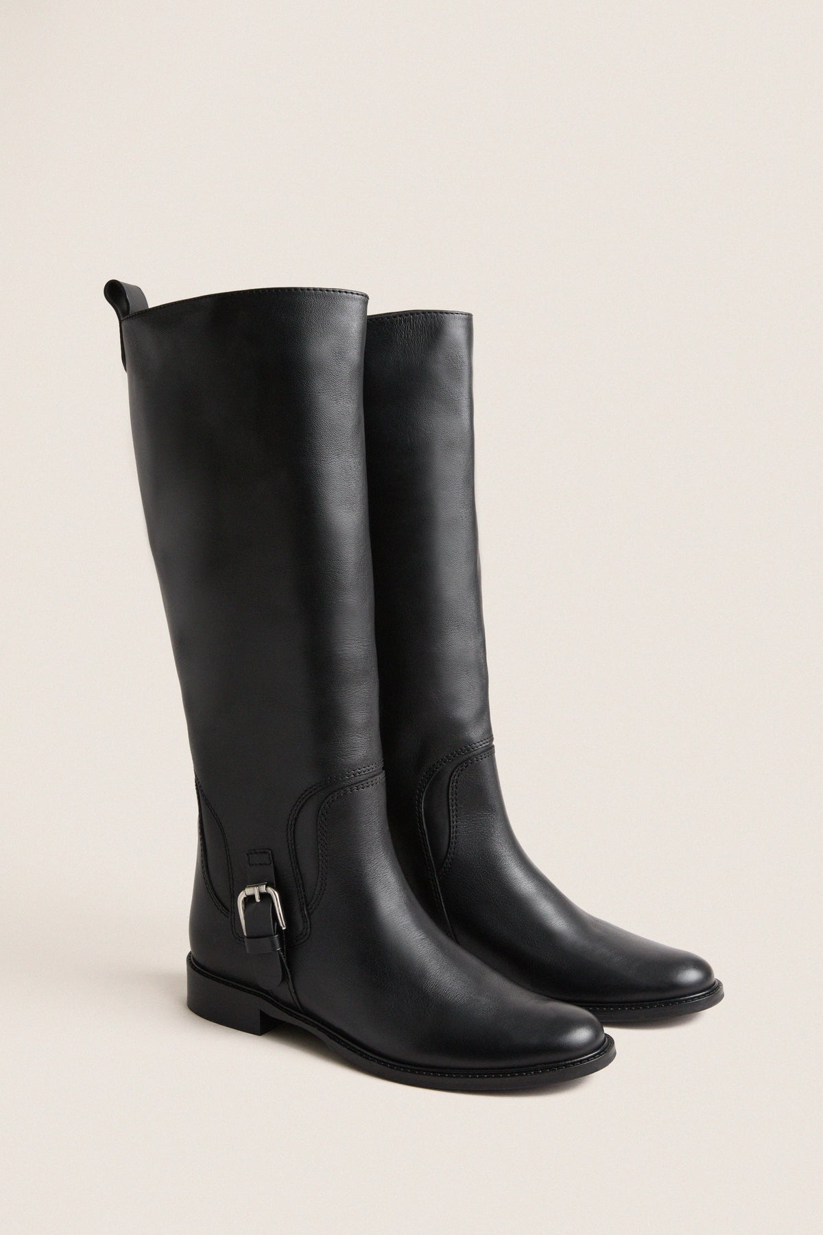 Black Leather Briar Boots