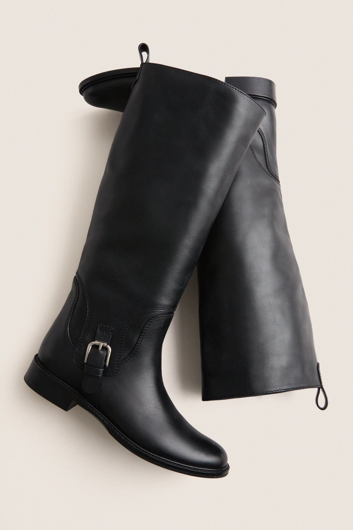 Black Leather Briar Boots