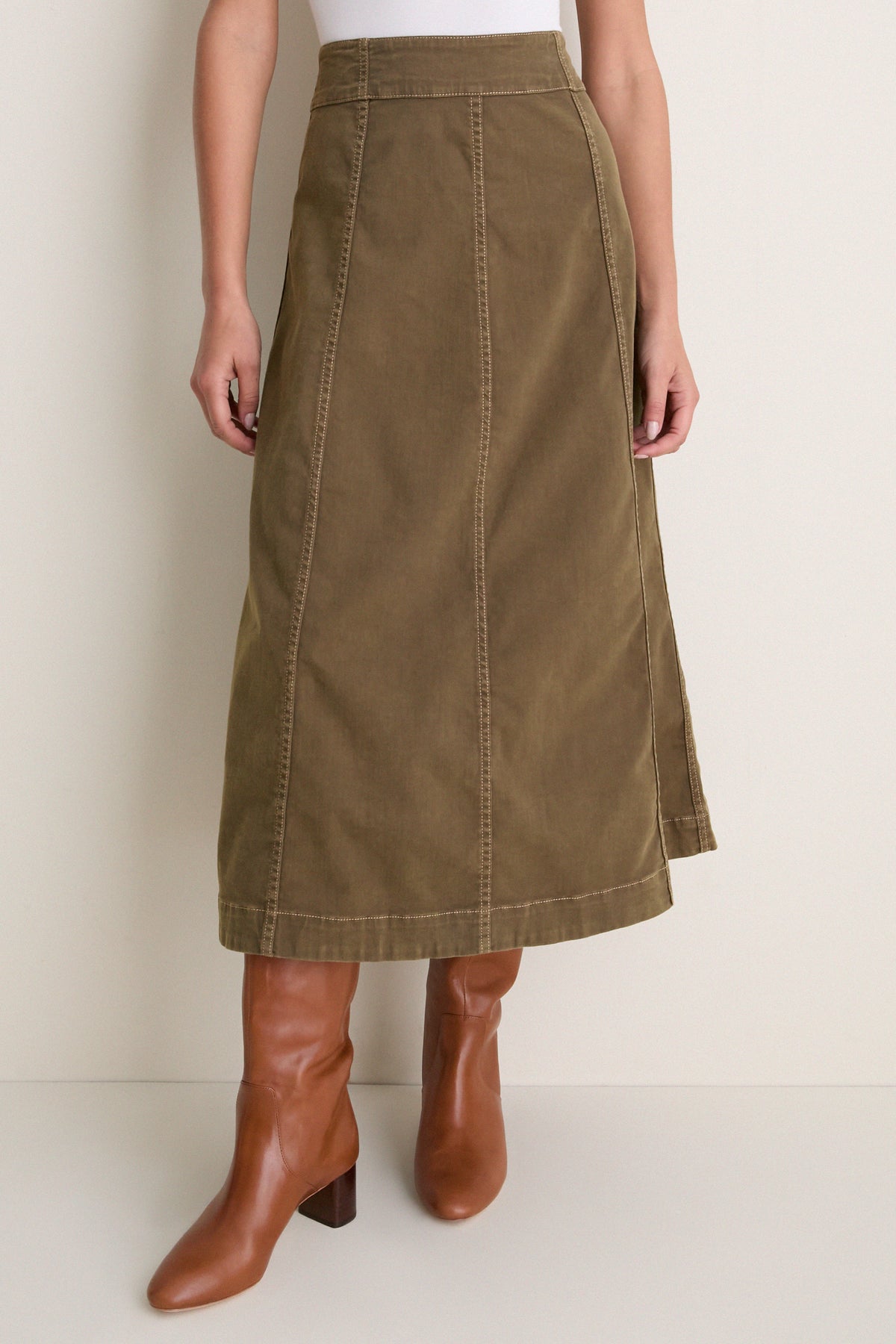 Ivy Green Denim Bina Midi Skirt
