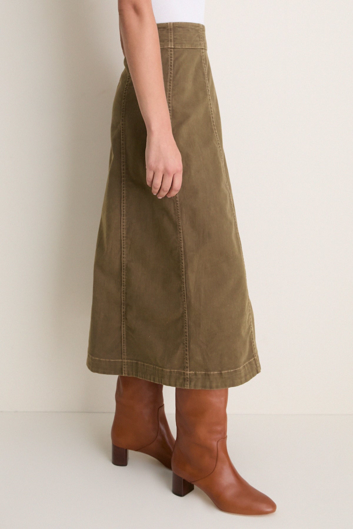 Ivy Green Denim Bina Midi Skirt