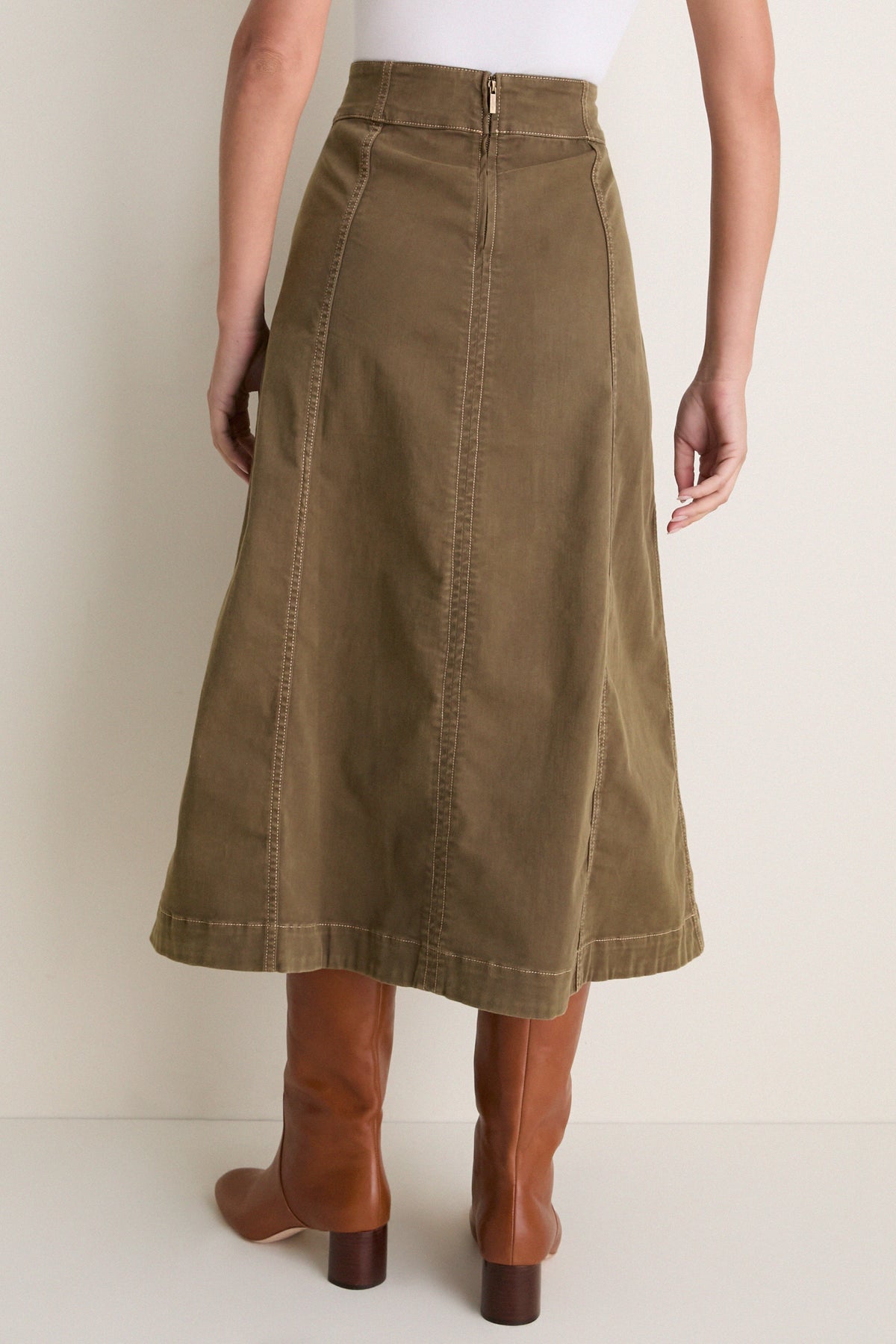 Ivy Green Denim Bina Midi Skirt