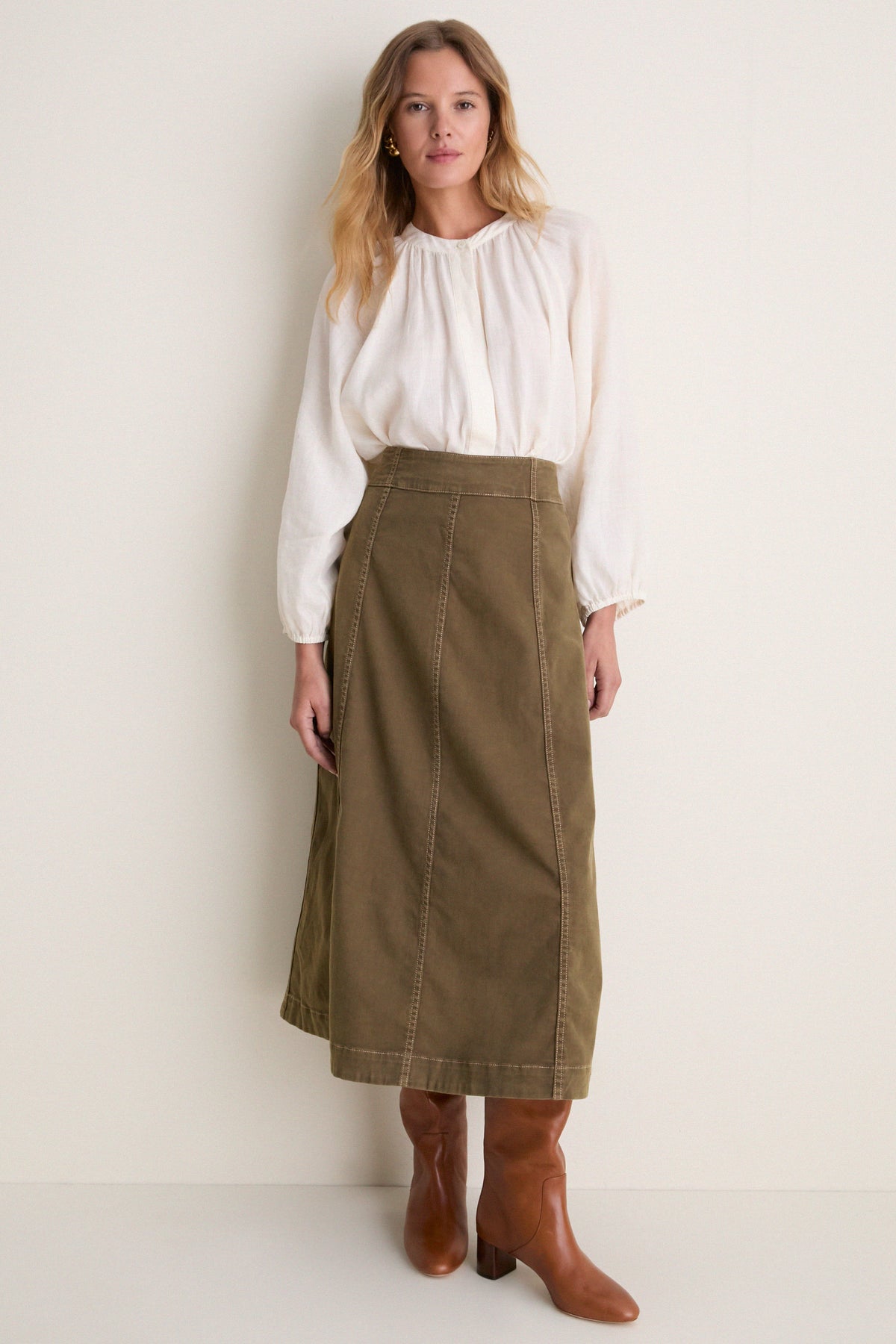 Ivy Green Denim Bina Midi Skirt