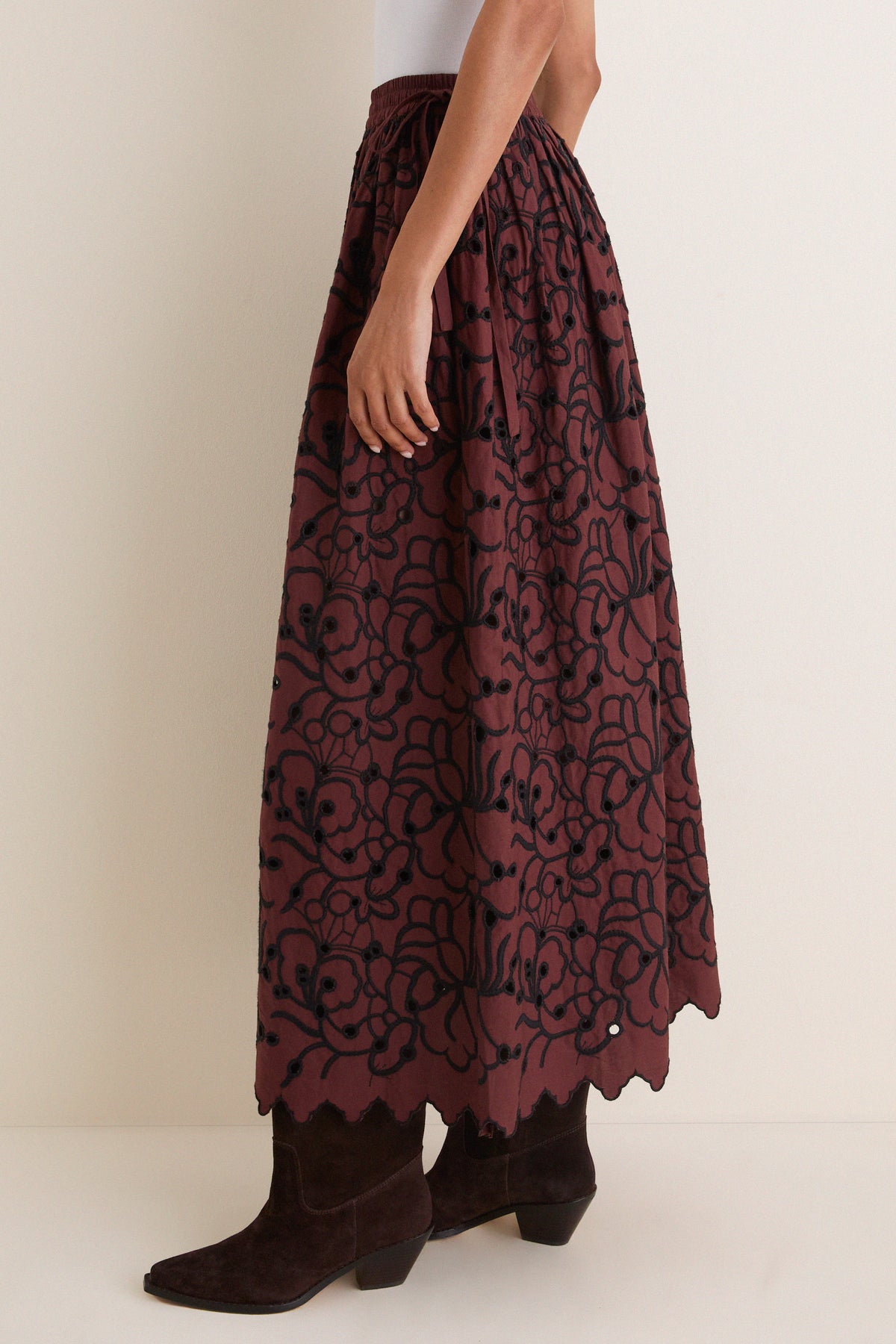 Brownstone Embroidery Fantasia Midi Skirt