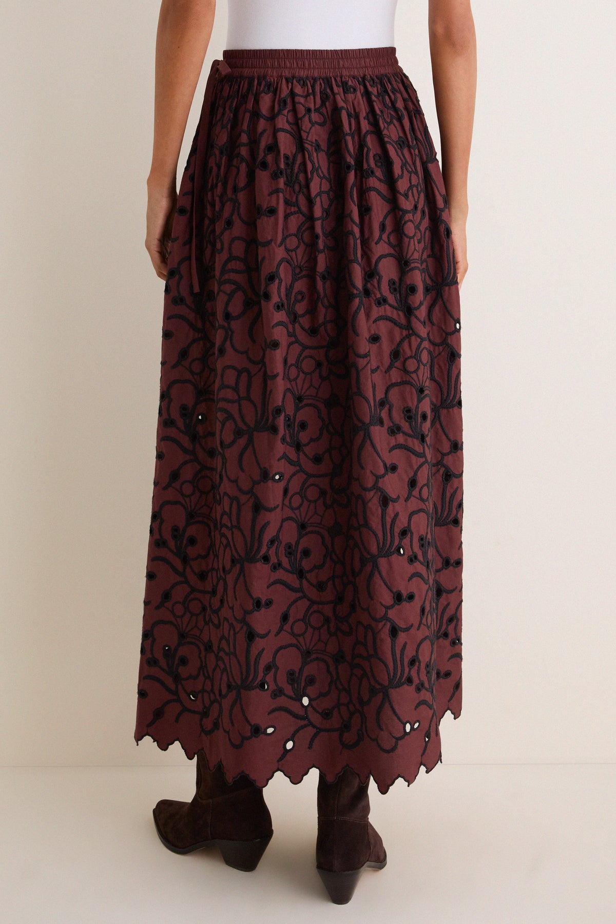 Brownstone Embroidery Fantasia Midi Skirt