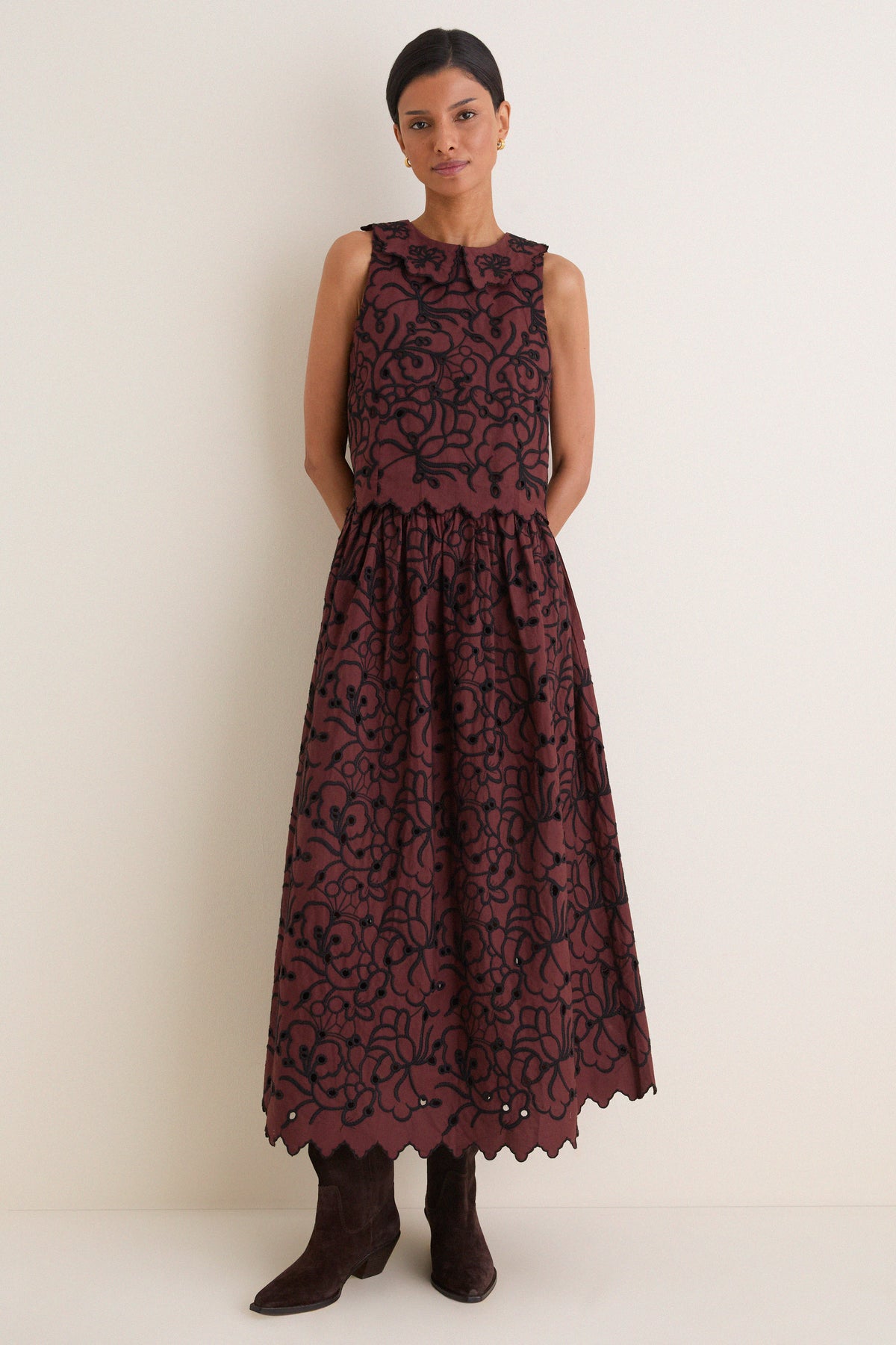 Brownstone Embroidery Fantasia Midi Skirt
