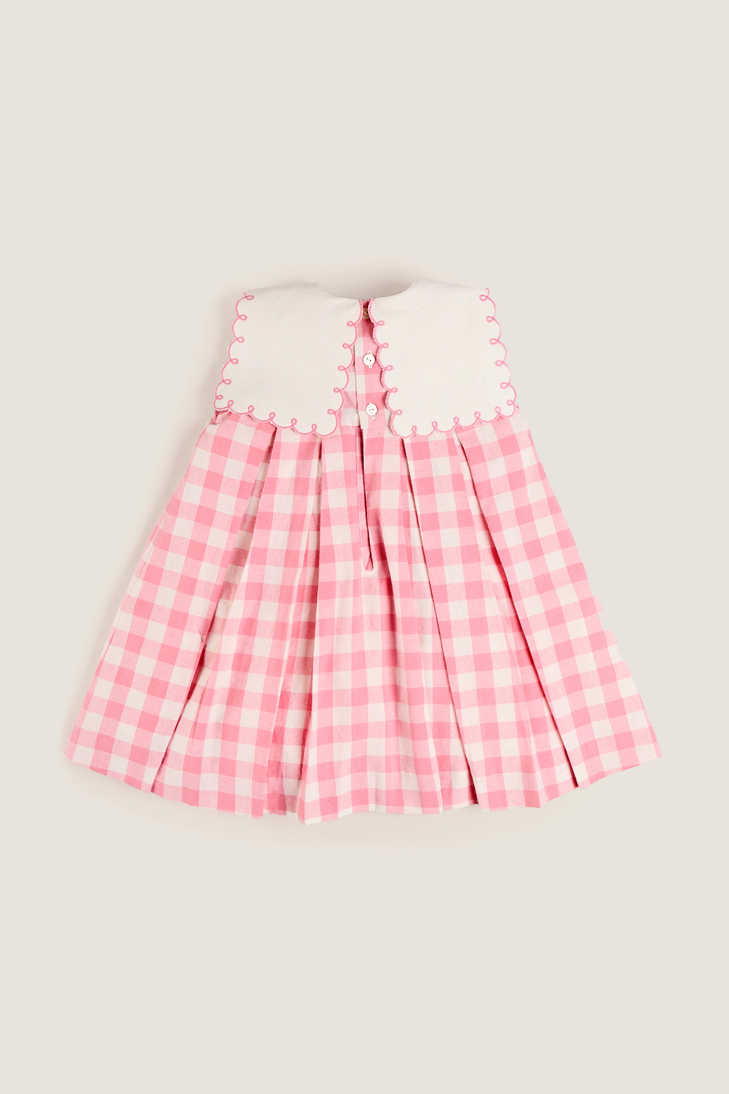 Pink Mariner Collar Sleeveless Checkered Dress