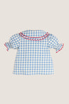 Blue Gingham Statement Collar Top