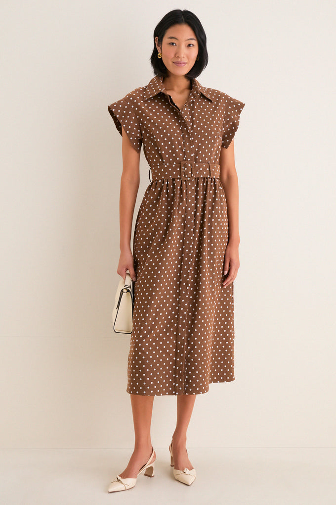 Tuckernuck Cocoa Dot Chloe Dress Brown Polka Dot / XXXL